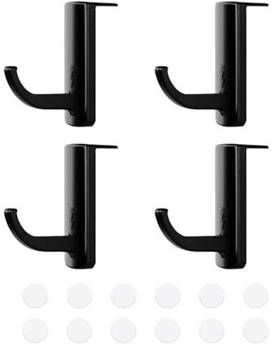 4pcs Repose Casque, Ecouteur Hanger, Casque Moniteur Support avec Pastille Adhesive Double Face, Crochet pour Casque pour écran D'ordinateur, Casque Stick-sur Crochet pour Tous les écouteurs (Noir)