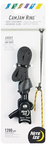 Nite Ize CamJam Ring Cord Tightener & 18 Webbing Sling - Features Pull-to-Tighten Lock & Quick-Release Lever - 400 lb Working Load Limit & 1200 lb Break Strength - Fits Ropes 3–9mm - Large