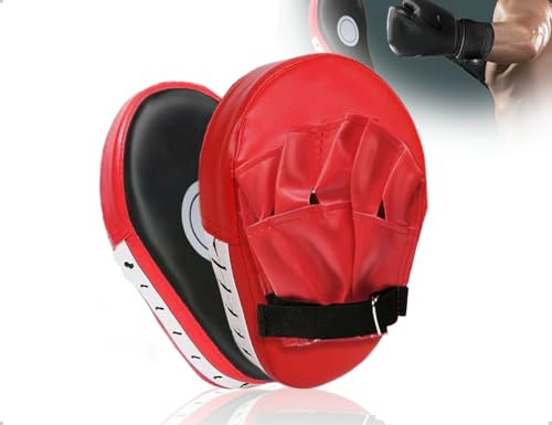 AOYEGIC 2 Stück Kickboxen Pratze,PU Handpratzen Boxen,Schlagpolster,verwendet für Kinder & Erwachsene Muay Thai Karate Taekwondo Martial Arts Schlagtraining(Rot)