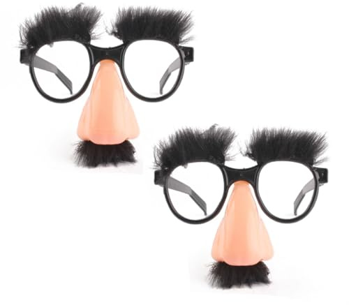 OUDQFCJ Gafas divertidas con nariz grande,cejas y bigote (2 piezas),gafas de plástico sin graduación para adultos,accesorio para bromas,carnaval,fiestas temáticas y eventos de mal gusto