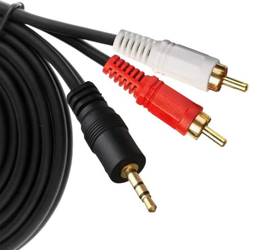 1 pcs 1.5m RCA to 3.5mm Aux Cable - phono to 3.5mm jack-Phono Mini Jack Stereo Lead-Premium Gold-Plated Phono to Jack Adapter，Suitable for high-fidelity amplifiers and speakers, etc. (red white black)