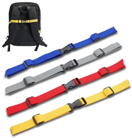 Nasxkji Backpack Chest Strap 4 Pcs Adjustable Sternum Straps for Backpack with Quick-Release Buckle Non-Slip Durable Belts for Hiking Jogging Climbing (Gray/Yellow/Navy Blue/Red)