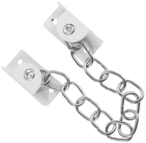Kisangel Verrou de Fenêtre Chaîne en Acier Inoxydable 23,5 Cm Blanc Limiteur de Fenêtre sans Perçage Serrure de Sécurité Amovible Protection Antivol pour Maison et Appartement
