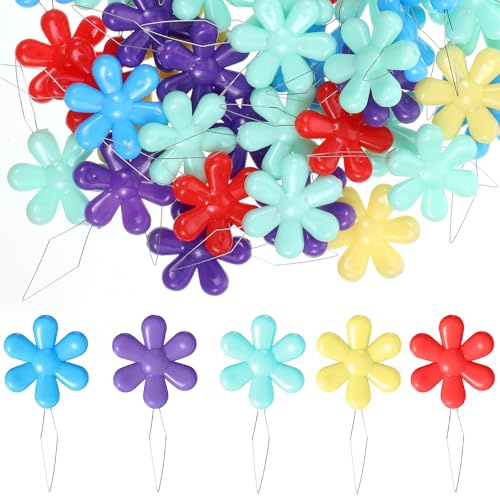Lot de 50 enfile-aiguilles en forme de fleur pour couture à la main, enfile-aiguille coloré, outil de couture pour fil à broder, couture à la main, point de croix, patchwork