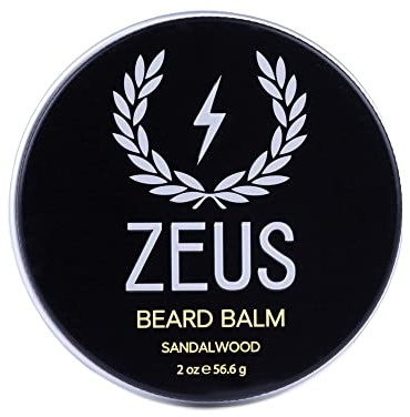 ZEUS Beard Balm, Natural Beeswax & Shea Butter Balm, Softening Conditioner for Facial Hair – MADE IN USA (Sandalwood) 2 oz.