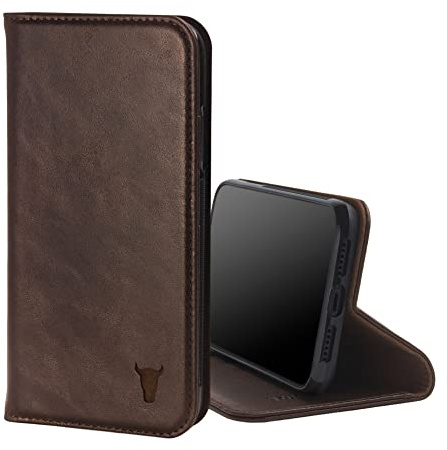TORRO Leather Case Compatible with iPhone 11 – Genuine Leather Wallet Case/Cover with Card Holder and Stand Function (Dark Brown)
