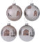 B&B 4 STK Glas Weihnachtskugeln Homewood Häuser 8CM Creme Silber braun b940 Christbaumschmuck Weihnachtsschmuck Anhänger Weihnachtsdeko Christbaum Kugeln Glaskugeln Dots gepunktet