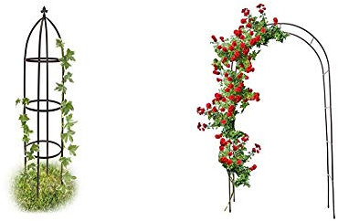 Relaxdays Rankhilfe Obelisk Metall 190 cm, Ranksäule witterungsbeständig freistehend f. Kletterpflanzen & Torbogen Garten pulverbeschichteter Stahl, Rosenbogen für Kletterpflanzen wetterfest, schwarz