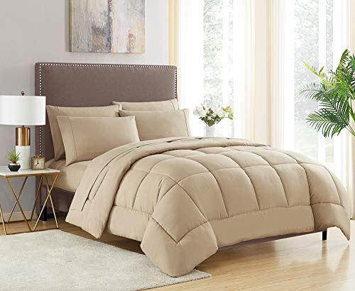 Sweet Home Collection Luxurious Plush Loft Microfiber Fill Duvet Insert Bedding, Polyester, Taupe, Full