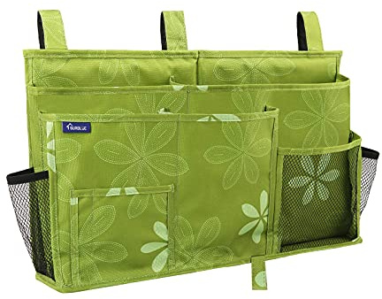 Surblue Caddy Hanging Organizer Bedside Storage Bag for Bunk and Hospital Beds, Flower, L