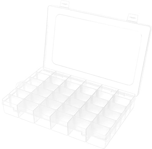 BTremary 36 Grids Clear Craft Storage Boxes with Compartments, Bead Organiser Storage Box, Plastic Jewellery Organiser Box, Small Parts Organiser for Rock Screw Seed Washi Tape.