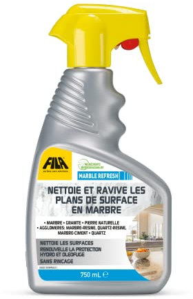 FILA Surface Care Solutions, MARBLE REFRESH, Spray Nettoyant Marbre Cuisine, Nettoie et Redonne du Lustre aux Plan en Pierre Naturelle e Plan de Travail Cuisine, Produit Entretien Marbre,750ml
