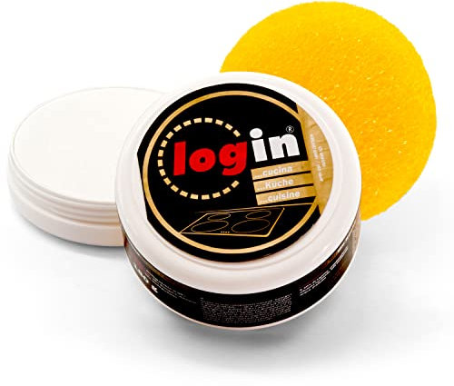 Login® Putzstein - Küchenreiniger - Reinigt, entfettet und poliert - Entfernt Kalk und Kesselstein - Glänzt Stahl. Geschmack: Zitrone. Inklusive 180gr Schwamm