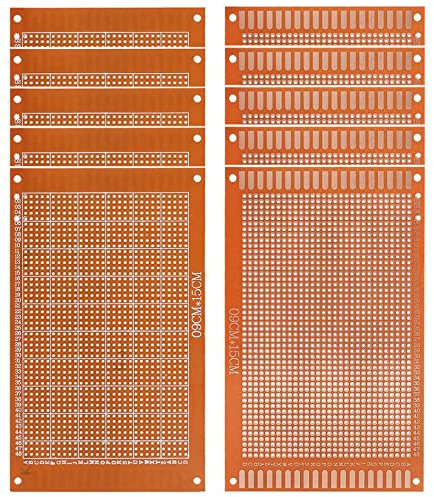 GTIWUNG 10 Stück PCB Board Prototype Lochrasterplatte Kit, Universal-Leiterplatten Lochrasterplatine 90x150mm Platine Streifenraster 9x15cm für Prototyping und elektronische Erstellung von Projekten