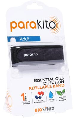 PARA'KITO - Braccialetto antizanzare Diffusione di oli essenziali (nero)