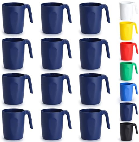 Kyraton Kunststoffbecher Set 12 teilig, unzerbrechliche und wiederverwendbare leichte Reisekaffeetassen, Espressotassen, leicht zu tragen und zu reinigen, mikrowellengeeignet, spülmaschinenfest