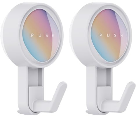 MENGCOOL Saugnapf Haken extra Stark, Saughaken Bad Ohne Bohren, Halten bis zu 5KG, Handtuchhalter Saugnapf Küche Badezimmer Haken für Glas Fenster, Fliesen (Dünner Haken-2 Stück)