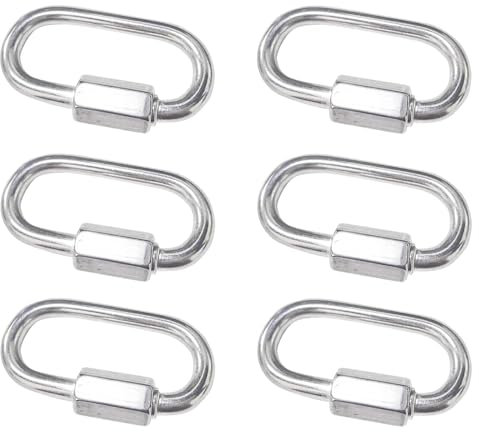 Bamyli 6PCS Mousqueton INOX, Maillon Rapide en Acier Inoxydable, Maillon Rapide en Acier Inoxydable D Forme Mousqueton Maillons de Chaîne, Mousquetons pour Extérieur/Intérieur, Camping et Randonnée