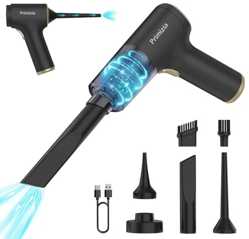 Primizia Aspirapolvere Auto, Rimuovi Polvere Elettrico Senza Filo 2in1 Ricaricabile con USB, Mini Aspirabriciole Portatile, (Potente 100W,7.4V,6500Pa,42000 giri/min), Nero