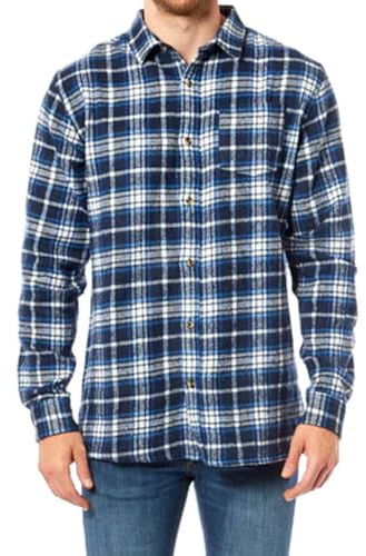 G5 APPAREL Mens Casual Long Sleeve Winter Warm Flannel Check Shirt (UK, Alpha, XL, Regular, Regular, Blue)