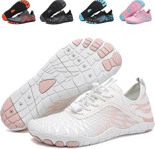 DKLOVIFU FloraX Pro Ergonomic Pain-Relieving Barefoot Shoes Women Men Water Shoes Quick Drying Bathing Shoes Walking Shoes with Wide Toe Box & Zero-Drop Sole, White, 7 UK