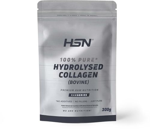 HSN Colágeno Hidrolizado Bovino en Polvo | Sin Sabor 300g | 10g Péptidos de Colágeno de Bajo Peso Molecular | Sin Añadidos ni Aditivos | No Incluye Dosificador | No-GMO, Sin Gluten