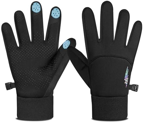 rivmount Kids Warm Winter Gloves Touchscreen Water-Resistant Cycling Running Skiing in Outdoor Cold Weather for Boy Girl Black XL