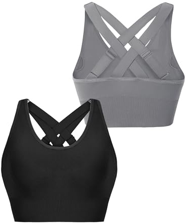Litherday Sport-BH för kvinnor starkt grepp push up sport-BH utan bygel för yoga fitness fritid justerbar crossback sporttopp S–XXL