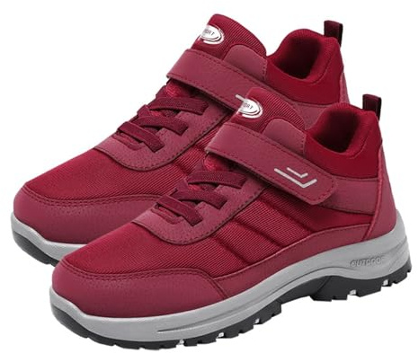 Botas altas de invierno para mujer, transpirables, informales, con cierre de , color negro y burdeos, acolchadas para actividades al aire libre, Red, 38 EU