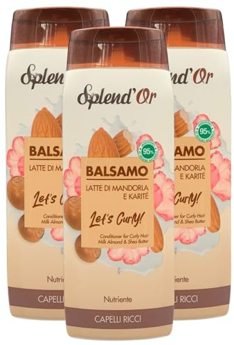 Balsamo LATTE DI MANDORLA E KARITÉ Let's Curly! Nutriente, Per Capelli Ricci. Lasciati Avvolgere Dal Dolce Profumo Dalle Note Calde e Intense 300ml (3 Flaconi)