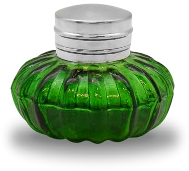Vintage Fountain Pen Ink Bottle - Fancy Vintage Glass Bottle Inkwell, Office Supplies for Writers Desk - Ideal for Dip Pen Ink, Calligraphy, Dark Academia Writing Supplies - 3.5 Green Glass