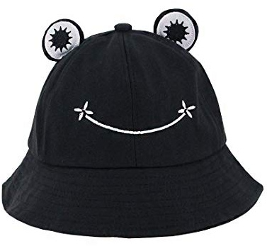 Haoohu Froschhut Erwachsene Baumwolle Fischerhut Frosch Kappe Fischer Strand Festival Sonnenhut Dress Up Party Frosch Hut, Schwarzer Frosch, Einheitsgröße
