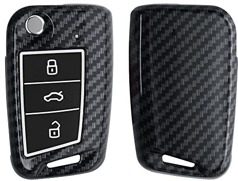 kwmobile Autoschlüssel Hülle kompatibel mit VW Golf 7 MK7 3-Tasten Autoschlüssel - Hardcover Schutzhülle Schlüsselhülle Cover in Schwarz