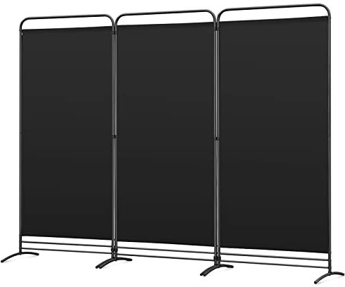 Angel Living Paravent 3 Teilig Klappbar Raumteiler Freistehend Sichtschutzwand Raumteiler Stellwand Trennwand Sichtschutz für Büros, Balkon,Schlafzimmer,Außengarten,243cm x 180cm Schwarz