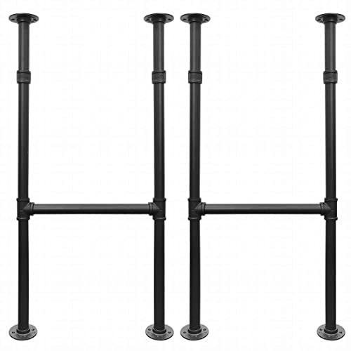 BotaBay 2er-Pack Industrierohr-Tischbein-Set Metall Tischgestell Pipe Schwarz Möbelfüße für Schreibtische, Nachttische individuelle Vintage-Tische und Möbeldekorationen, 38x15x15cm