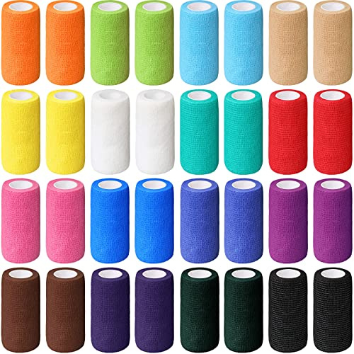 Treela 36 Pcs Self Adherent Bandage 4 X 5 Yard Wrap Breathable Cohesive Bandage Elastic Adhesive Tape for Stretch Athletic Sports Wrist Ankle(Multicolored)