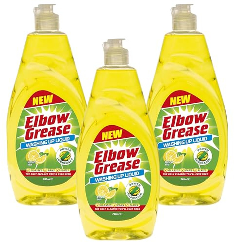 Lemon fresh Washing Up Liquid - Power Degreaser for Glasses Pans and Plates - 3 x 600ml