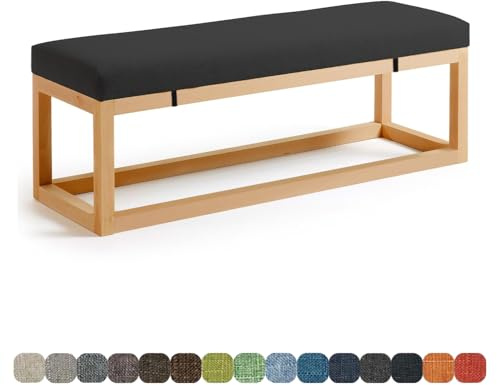 Lsjoaw Coussin pour banc extérieur 80 x 40 x 3 cm, coussin de siège pour meubles d'intérieur/extérieur, long coussin pour bancs de jardin, balcon, loft, balançoire, patio, noir