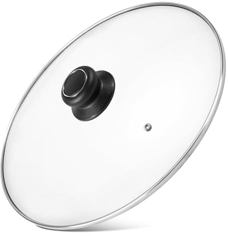 10.5 Inch Pan Lid, Frying Pan Lid, Fry Pan Lid, Skillet Lid, Pan Lid with Handle Compatible with 10-10.7 Inch Kitchen Cookware, Tempered Glass Cover, 10.5