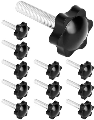 QWORK® 12 Piezas Estrella de Sujecion M8 x 40 mm, Tornillos de apriete, Tornillos Moleteados con Mango