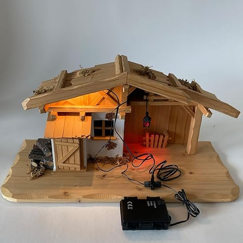 FADEDA Batterilåda f. 3 x AA, ON/off/timer för plugg/höjd: 70 cm/handmålad/detaljerade krubbfigurer – julbord, dekoration, krubbtillbehör