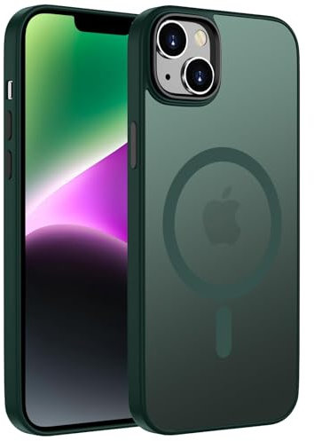 ORDA Magnetisch Hülle für iPhone 14 6,1 Zoll Kompatibel mit MagSafe,für iPhone 14 Case Durchscheinende Matt Handyhülle Rückseite Dünn Stoßfest Schutzhülle Grün