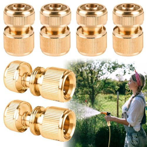 Lot de 6 raccords de tuyau en laiton - Raccord rapide 1/2 - Adaptateur de tuyau d'arrosage - Pour robinet de cuisine et tuyau d'arrosage