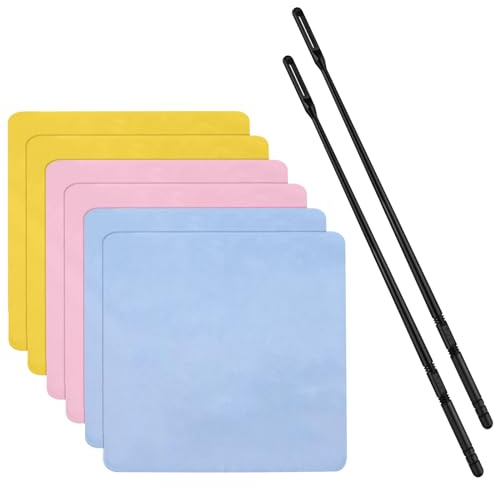 Shongbluu Flute Cleaning Kit - 2 Rods, 6 Cloths, Swabs & Polishing Cloths (Pink, Yellow, Blue, 20x20cm)