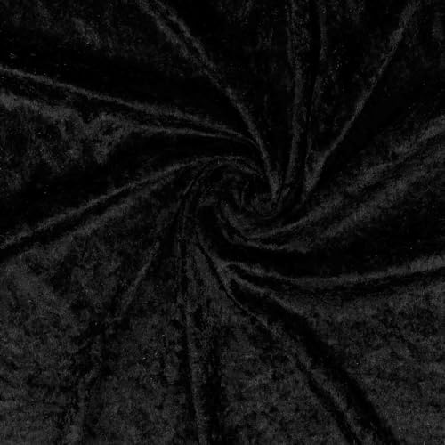 VmG-Store Pannesamt Tela 2m x 145cm para coser SIN VENTA POR METROS, terciopelo brillante elástico para cortinas, vestuario de escenario, vestido, ropa, mantel, tela decorativa (001 Negro)