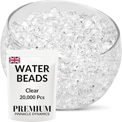PINNACLE DYNAMICS Clear Water Beads - 20,000 Pcs (100+ Grams) - 16mm - Decorative Home Accessories - Gel Balls as Vase Fillers – Table Centrepiece - Perfect for Flower Vase and Floating Candles