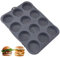 Jjqieosjeog Burger Buns Backform Rund, Mit 12 Fächern Ø je 8 cm, Silikon Burger Buns Backform, Brotbackform, Zubehör für die Küche, für Hamburger, Brot (39.5 × 29 × 3 cm) (Schwarz)