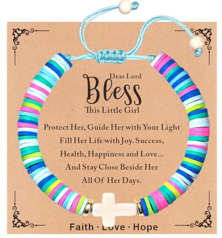 TAGOMEI Christian Gifts Cross Bracelet for Girls Baptism Gifts First Holy Communion Birthday Confirmation Christian Jesus Bracelets for Girls Daughter Granddaughter Niece Teen Girl Gift Trendy Stuff