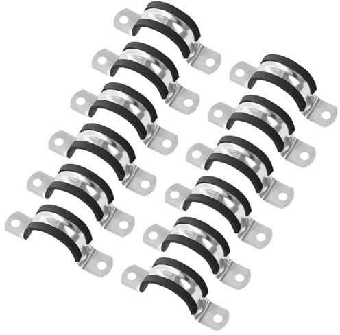 12 st 30 mm kabelklämma, gummidämpad 304 rostfritt stål U-formad rörrem, antivibration slangklämma rörhållare för rör, rör, tråd