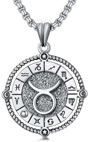 ROMANTICWORK Stier Sternzeichen Kette 925 Sterling Silber Konstellation Stier Sternzeichen Anhänger Halskette Stier Horoskop Schmuck Geschenke für Damen Herren